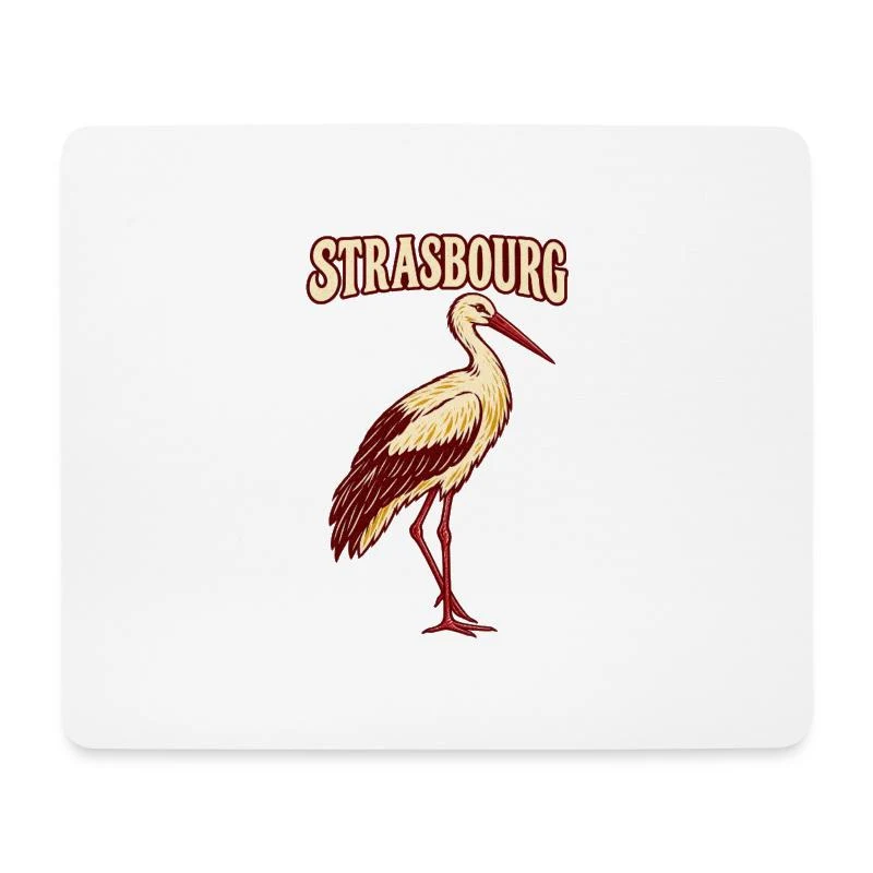 Strasbourg, cigogne alsacienne — Tapis de souris (format paysage), blanc
