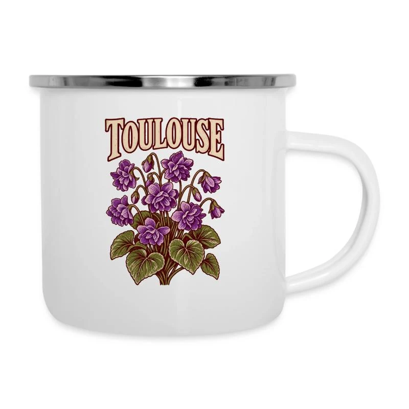 Toulouse, violettes de la Ville rose — Tasse émaillée, blanc