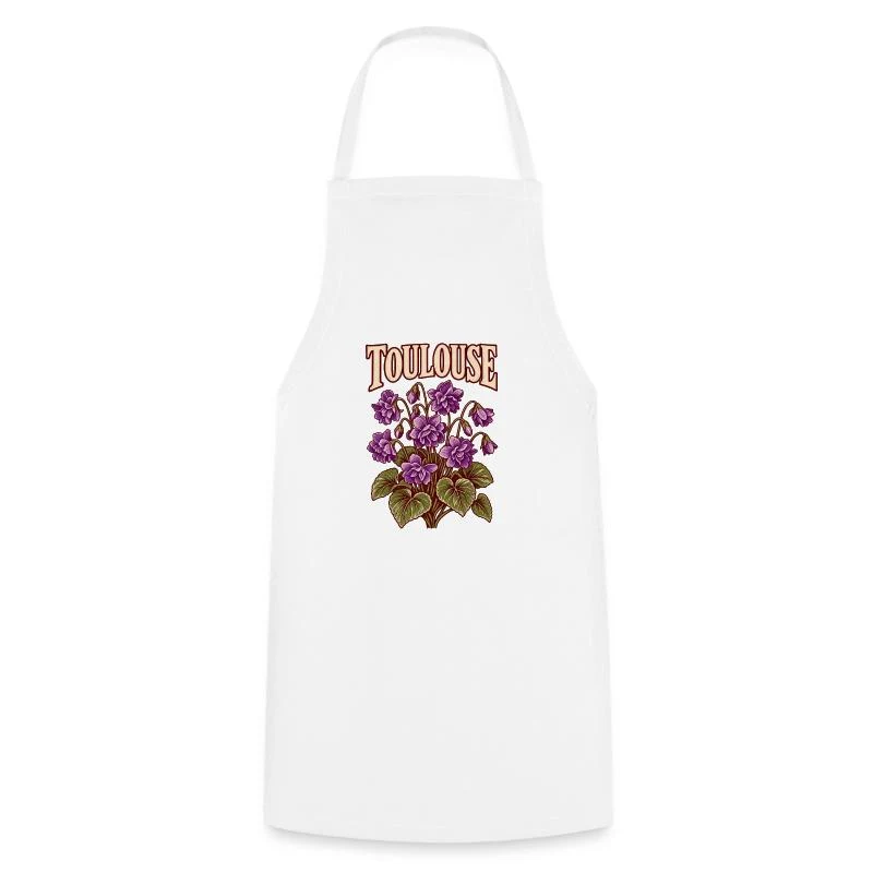Toulouse, violettes de la Ville rose — Tablier de cuisine, blanc