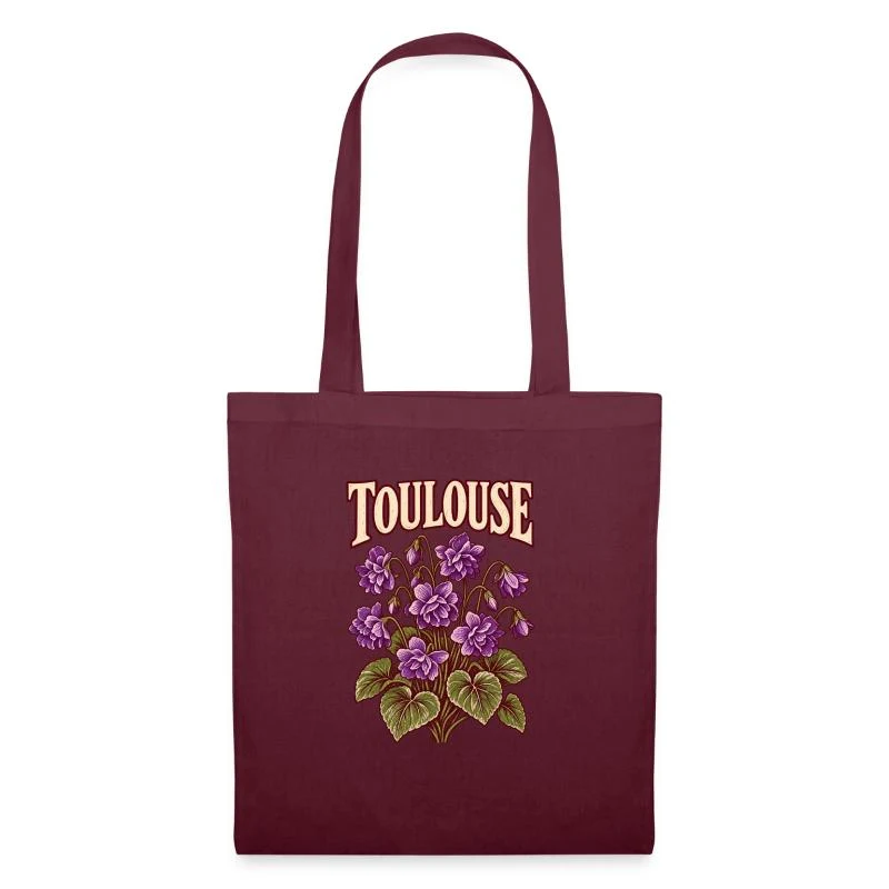 Toulouse, violettes de la Ville rose — Sac en tissu, bordeaux