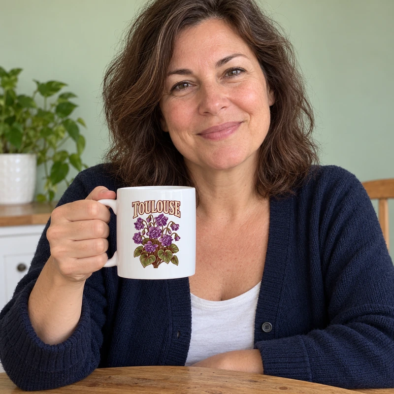 Toulouse, violettes de la Ville rose — Mug blanc, blanc