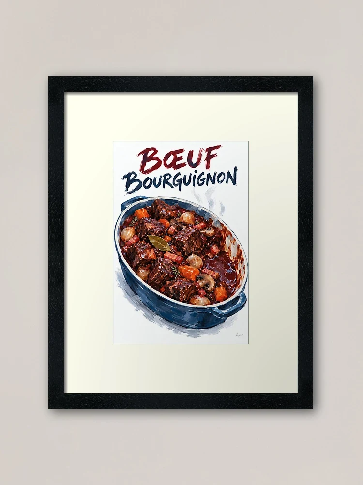 Bœuf bourguignon — Impression encadrée · Noir