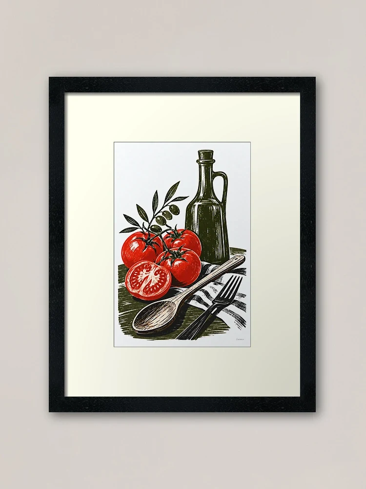 Nature morte, cuisine vivante — Impression encadrée · Noir