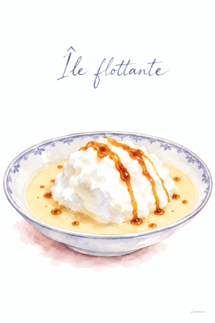Île flottante nappée de caramel