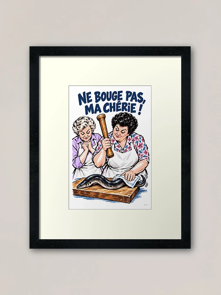 Maïté et son anguille récalcitrante — Impression encadrée