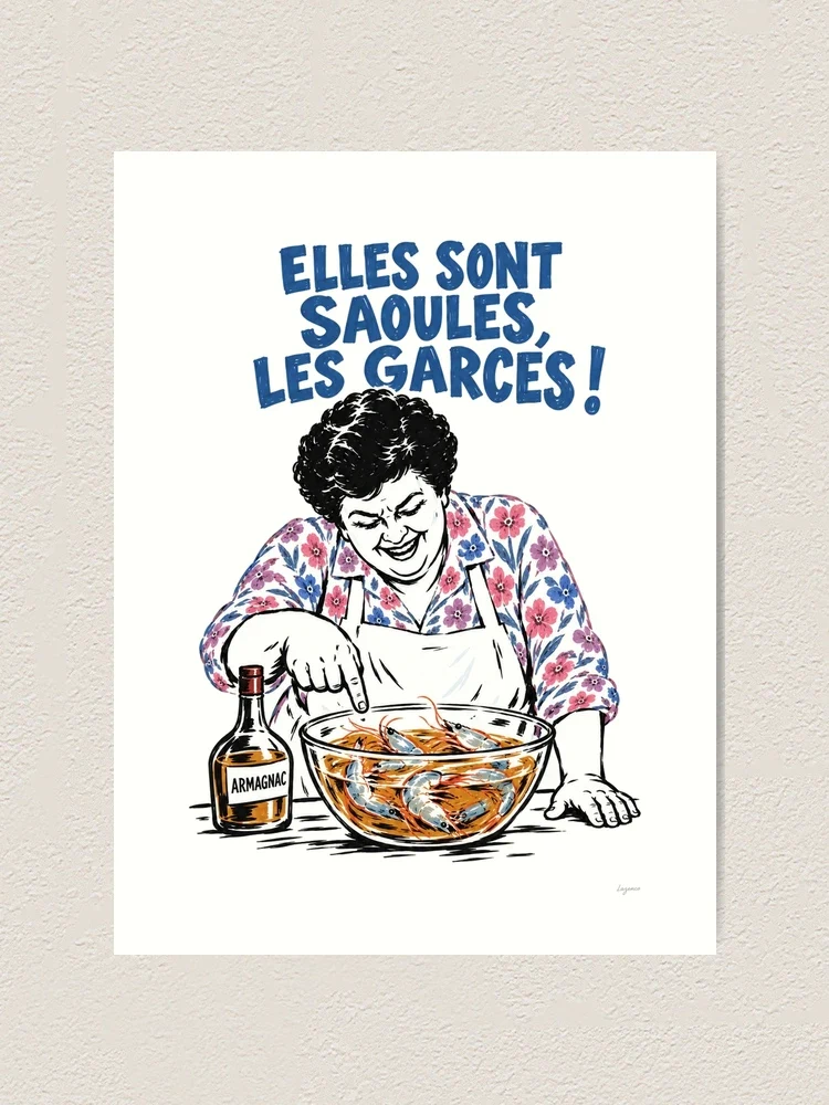 Maïté et les gambas à l’armagnac — Impression artistique