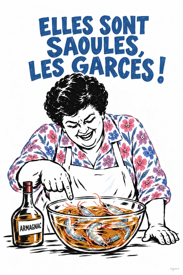Maïté et les gambas à l’armagnac