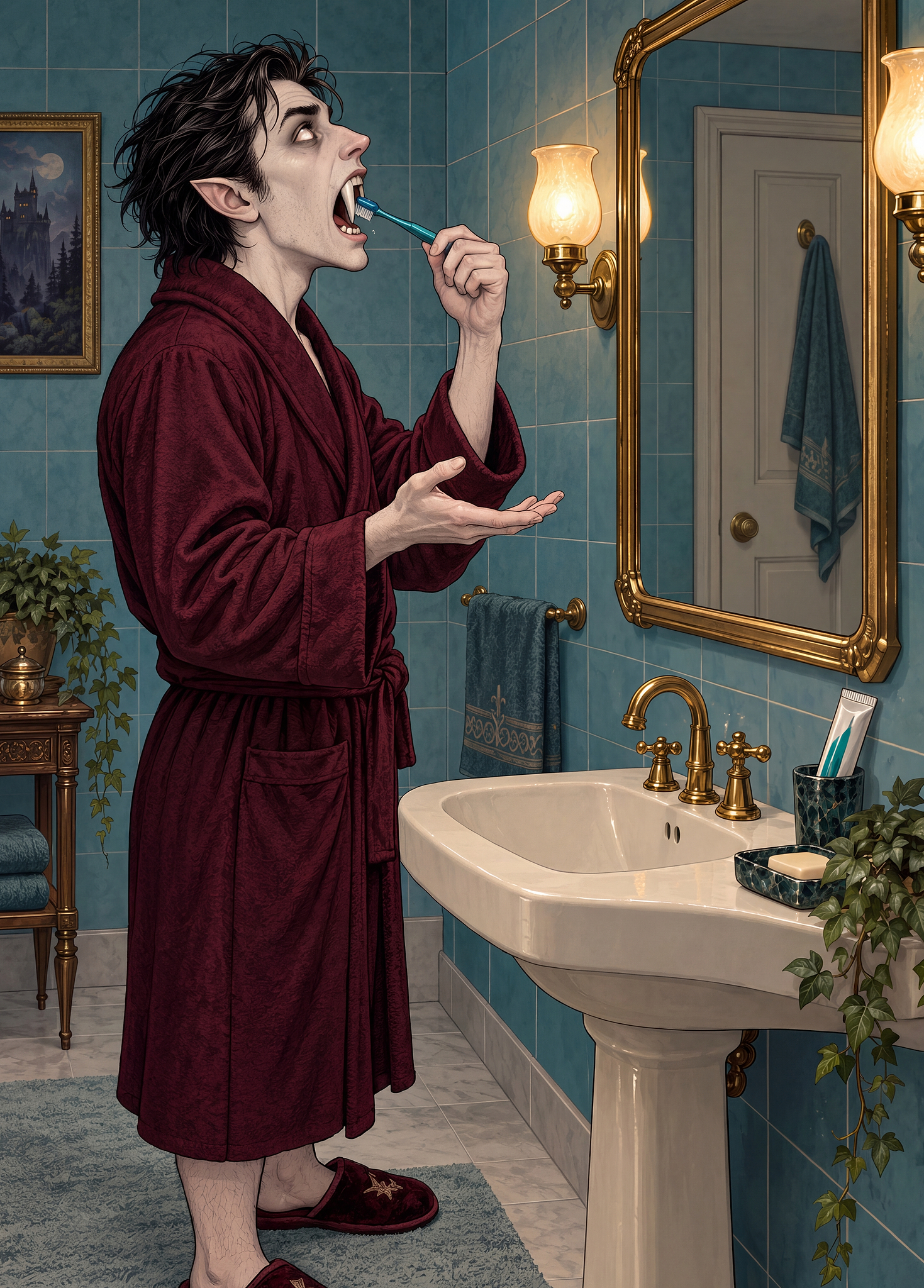 Le vampire se brosse les crocs