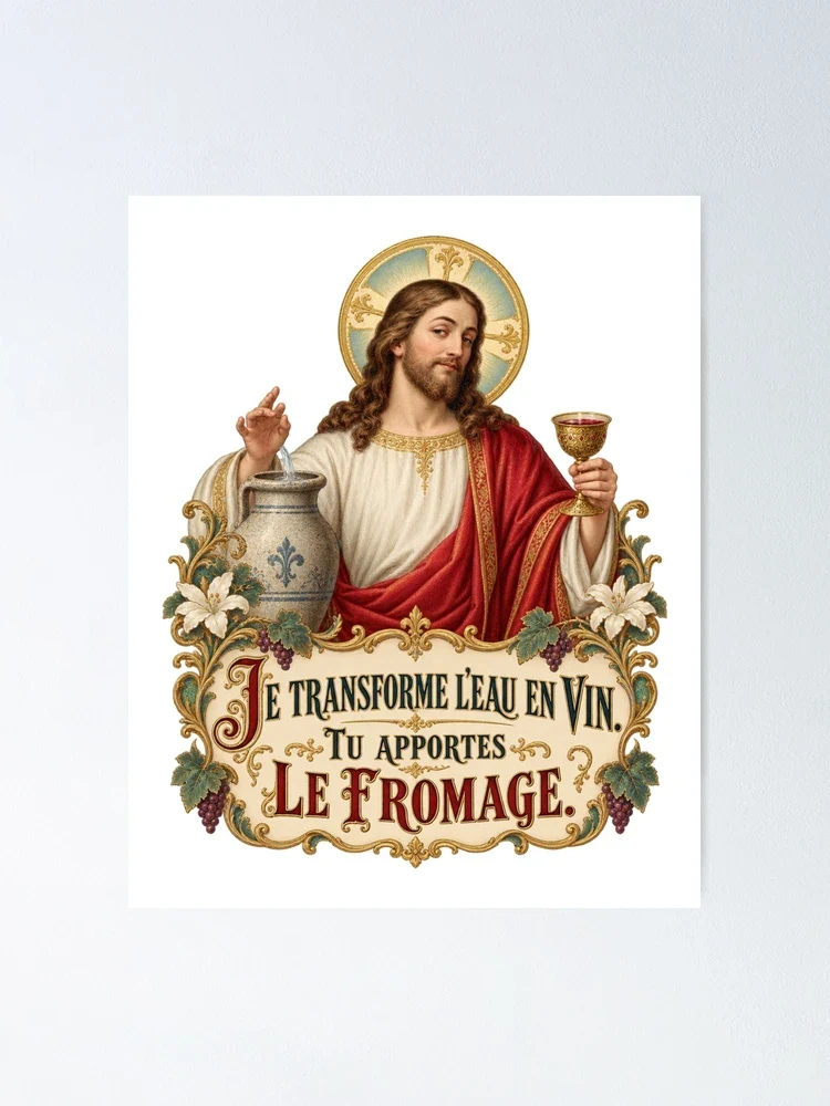 Je transforme l’eau en vin. Tu apportes le fromage — Poster