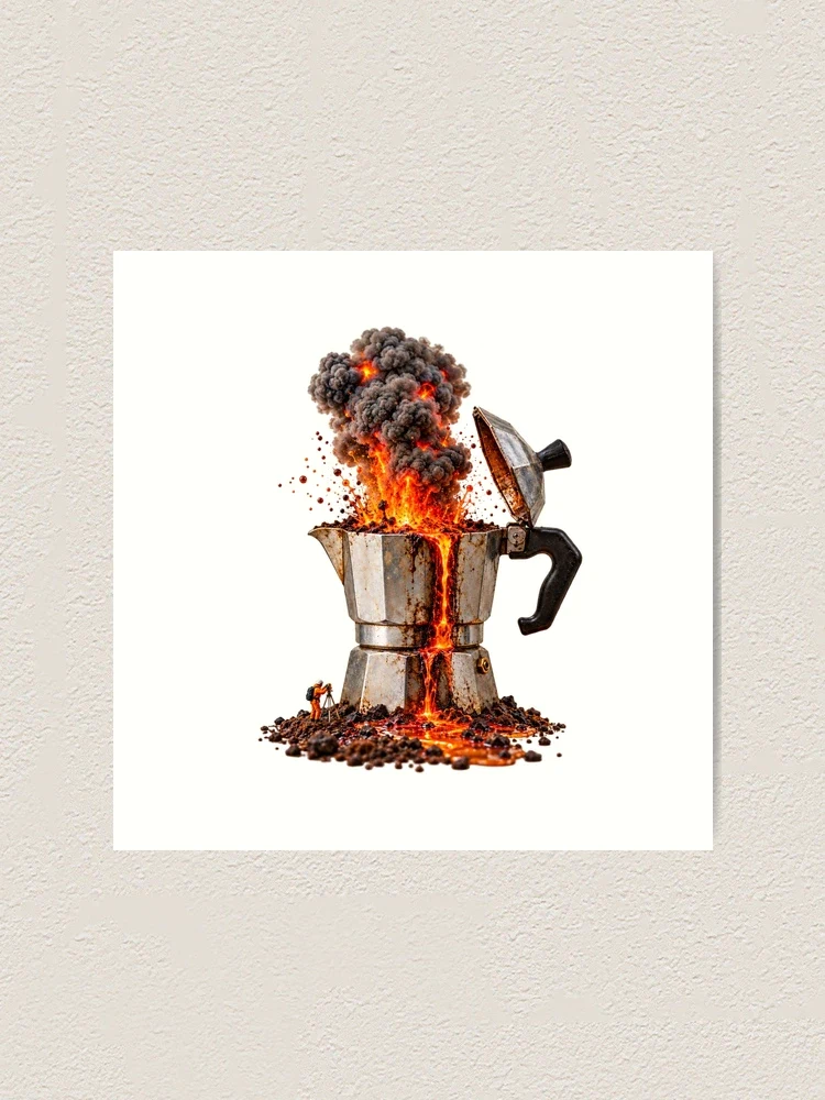 Le réveil volcanique du moka — Impression artistique