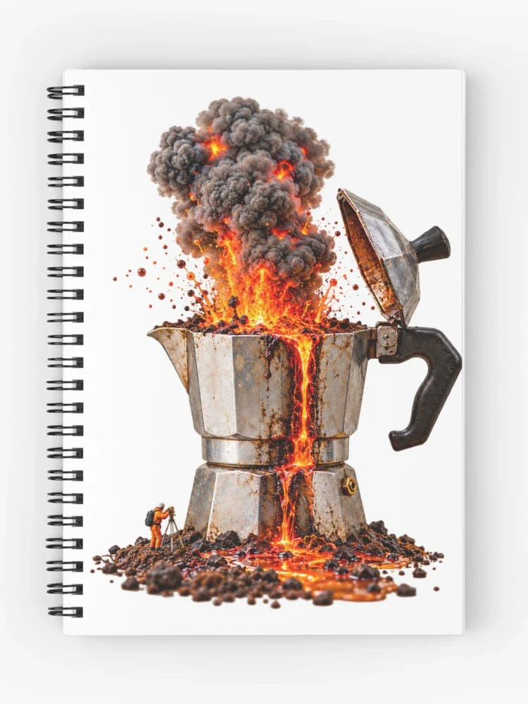 Le réveil volcanique du moka — Cahier à spirale