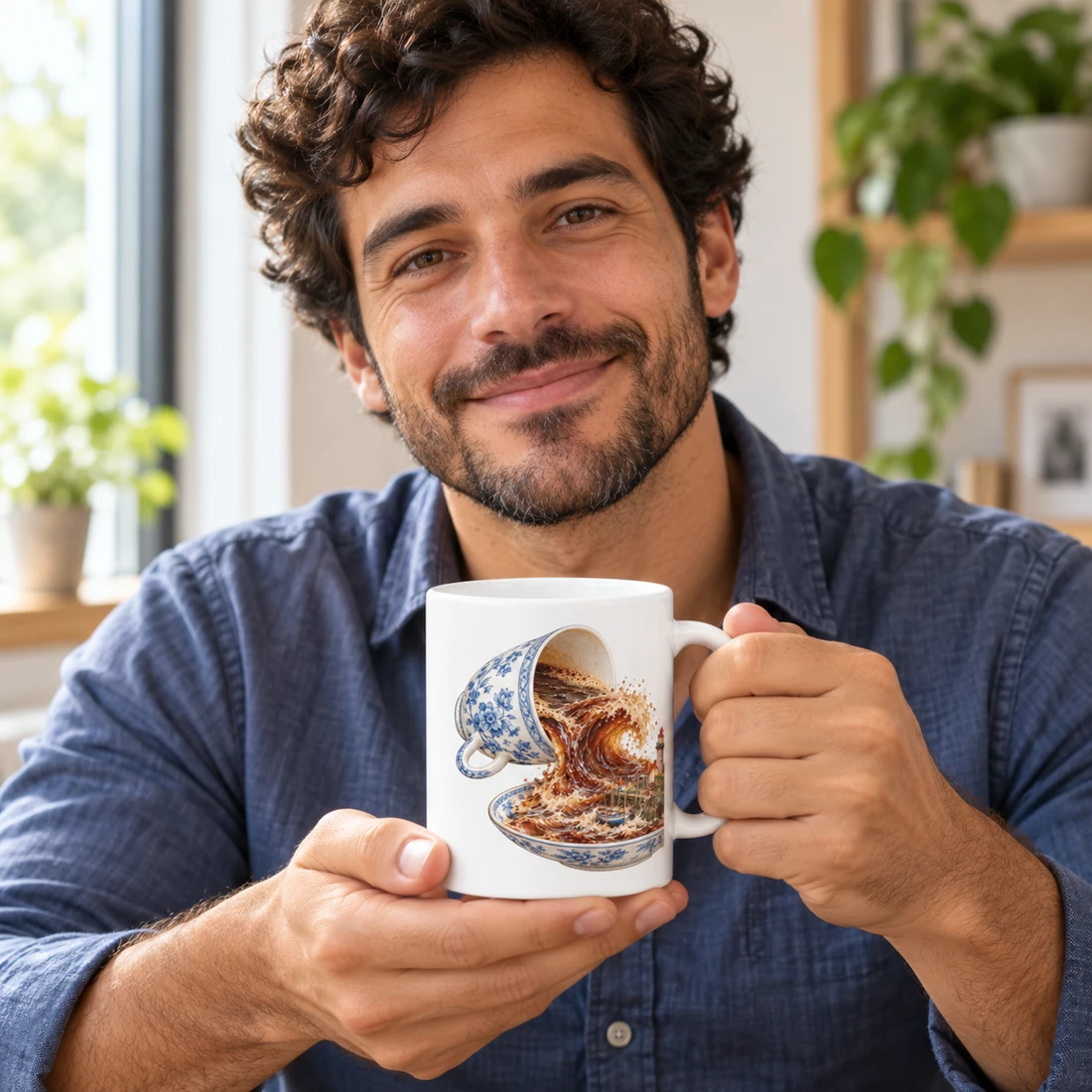 La dernière vague de café — Mug classique présenté par une personne fictive