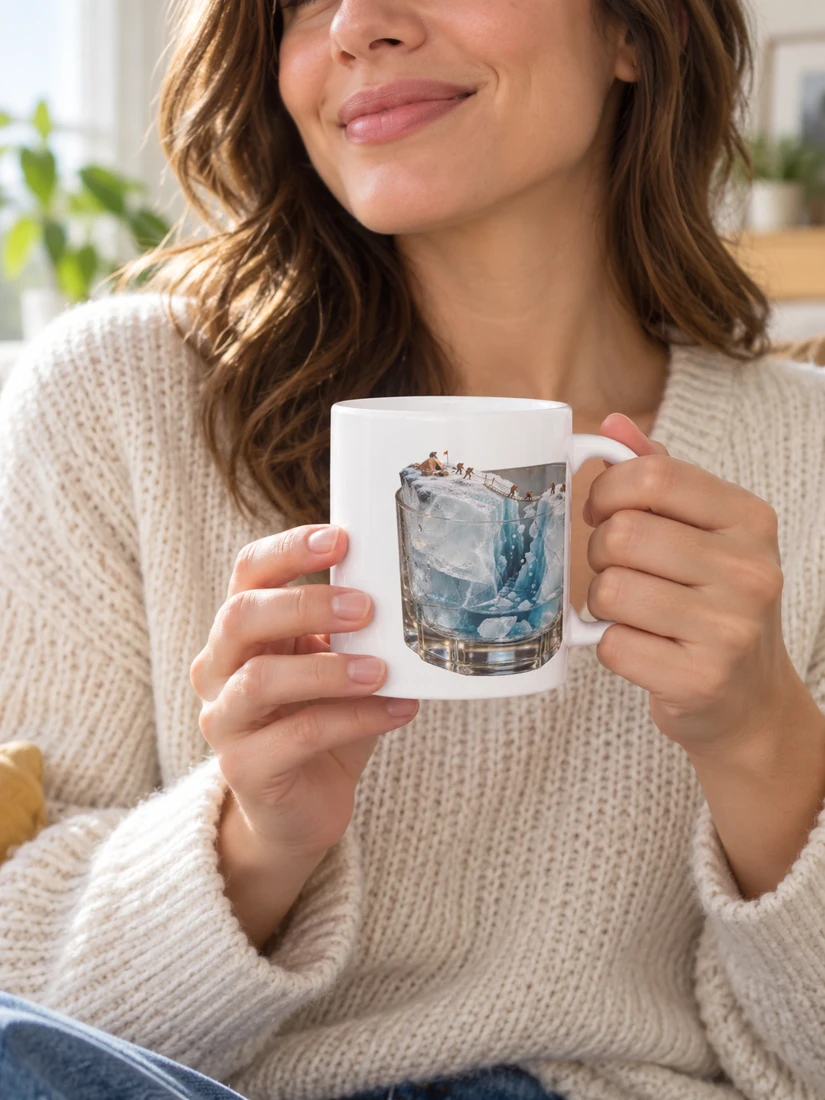 La grande débâcle du glaçon — Mug classique présenté par une personne fictive