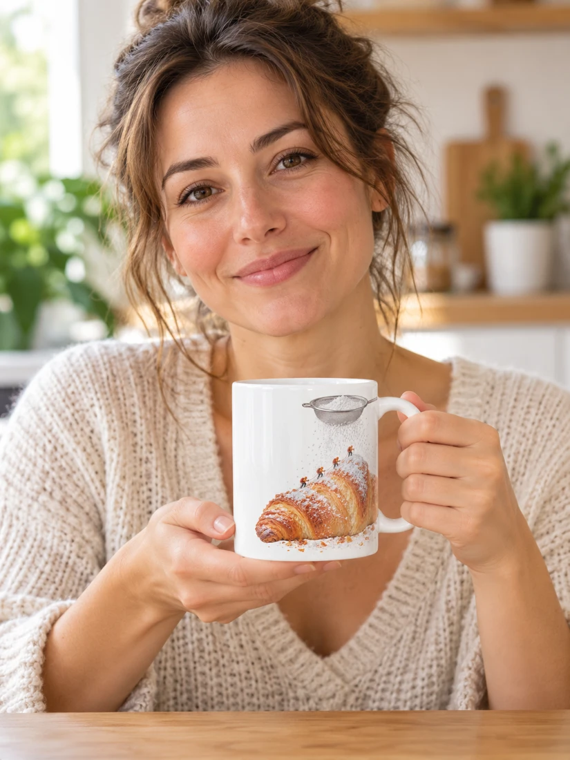 La tempête blanche du croissant — Mug classique présenté par une personne fictive