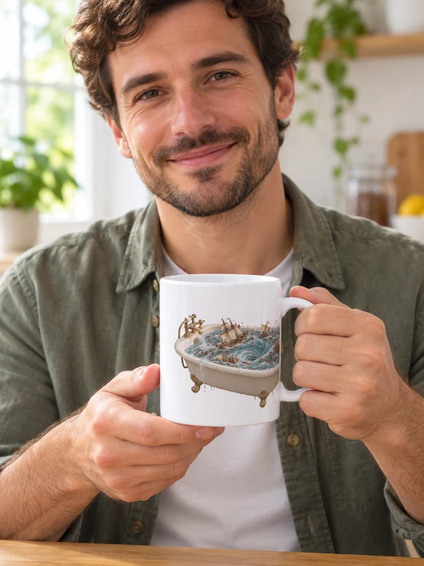 L’œil du siphon en pleine mer — Mug classique présenté par une personne fictive