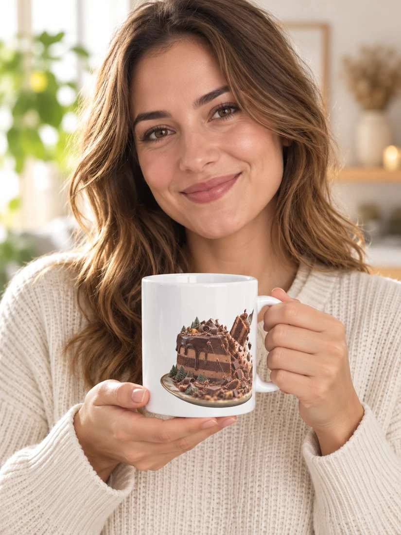 La montagne de chocolat s’effondre — Mug classique présenté par une personne fictive