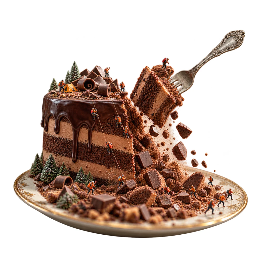 La montagne de chocolat s’effondre