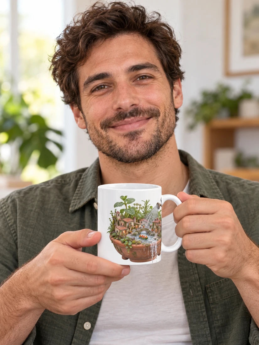 La nuit des grandes eaux miniatures — Mug classique présenté par une personne fictive