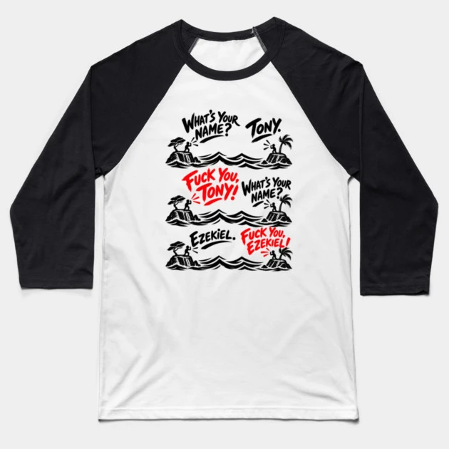 Tony et Ezekiel — D’une île à l’autre — T-shirt baseball, blanc et noir