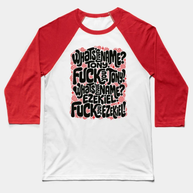 Tony et Ezekiel — Le dialogue en lettres — T-shirt baseball, blanc et rouge