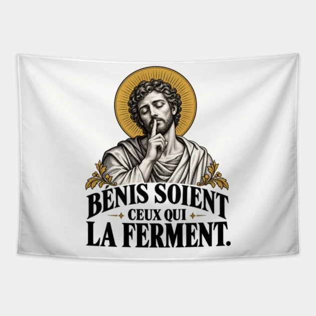 Bénis soient ceux qui la ferment — Tenture murale, Fond blanc