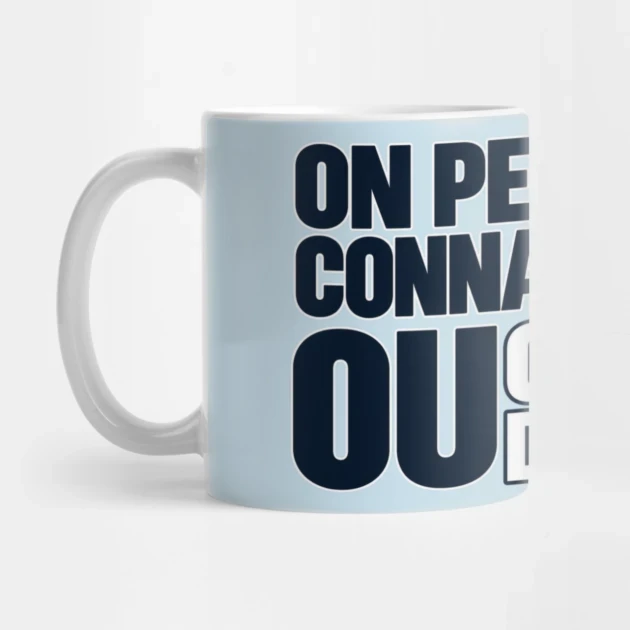 On peut faire connaissance. Ou gagner du temps. &mdash; Mug, Motif sur fond bleu clair