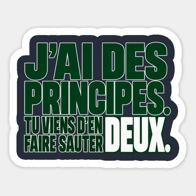 J&rsquo;ai des principes. Tu viens d&rsquo;en faire sauter deux. &mdash; Magnet, Motif sur fond bleu nuit