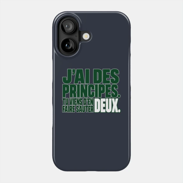 J&rsquo;ai des principes. Tu viens d&rsquo;en faire sauter deux. &mdash; Coque de t&eacute;l&eacute;phone, Motif sur fond bleu nuit