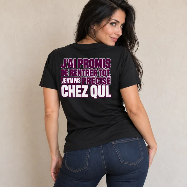 Mise en situation : J’ai promis de rentrer tôt. Je n’ai pas précisé chez qui. — T-shirt classique, Noir